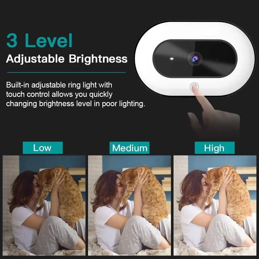 NEW NEXIGO Black White Ring Light Auto Focus Microphone Video Camera WebCam